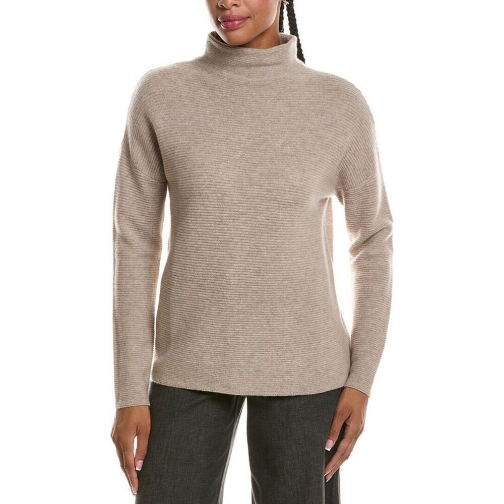 Forte Cashmere Womens  Textured Slouchy Funnel Neck 100% Cashmere Sweater